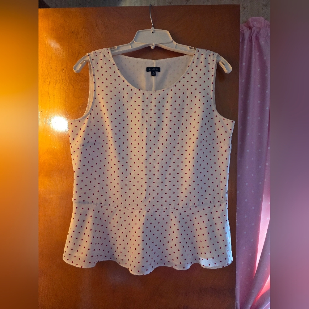 Polka Dot Sleeveless Peplum Top